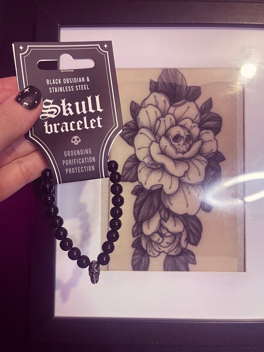 Black Obsidian Skull Bracelet